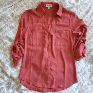 NWOT Express Portofino Shirt, size XS, Coral